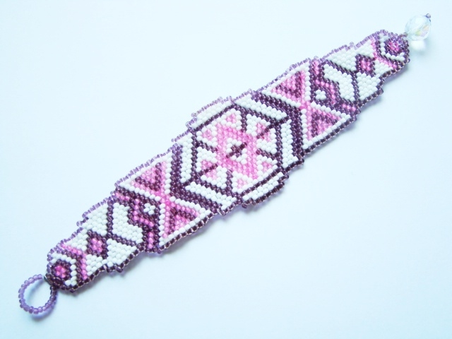 Pulsera formas rectas rosa-blanco-morado